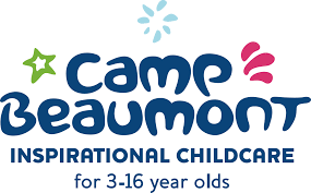 Camp Beaumont logo with two jumping children